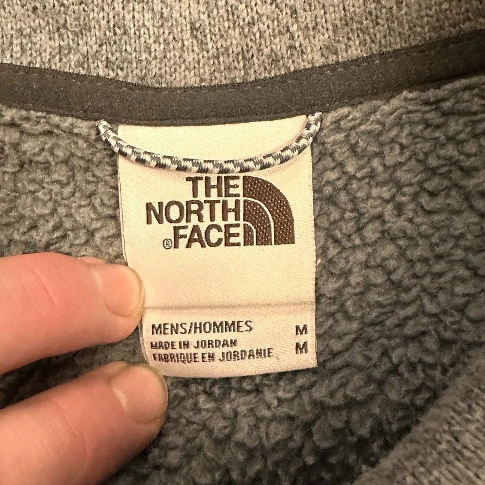 The North Face Gordon Lyons Jacket Mens Medium Grey Full Zip Fleece Mock Neck